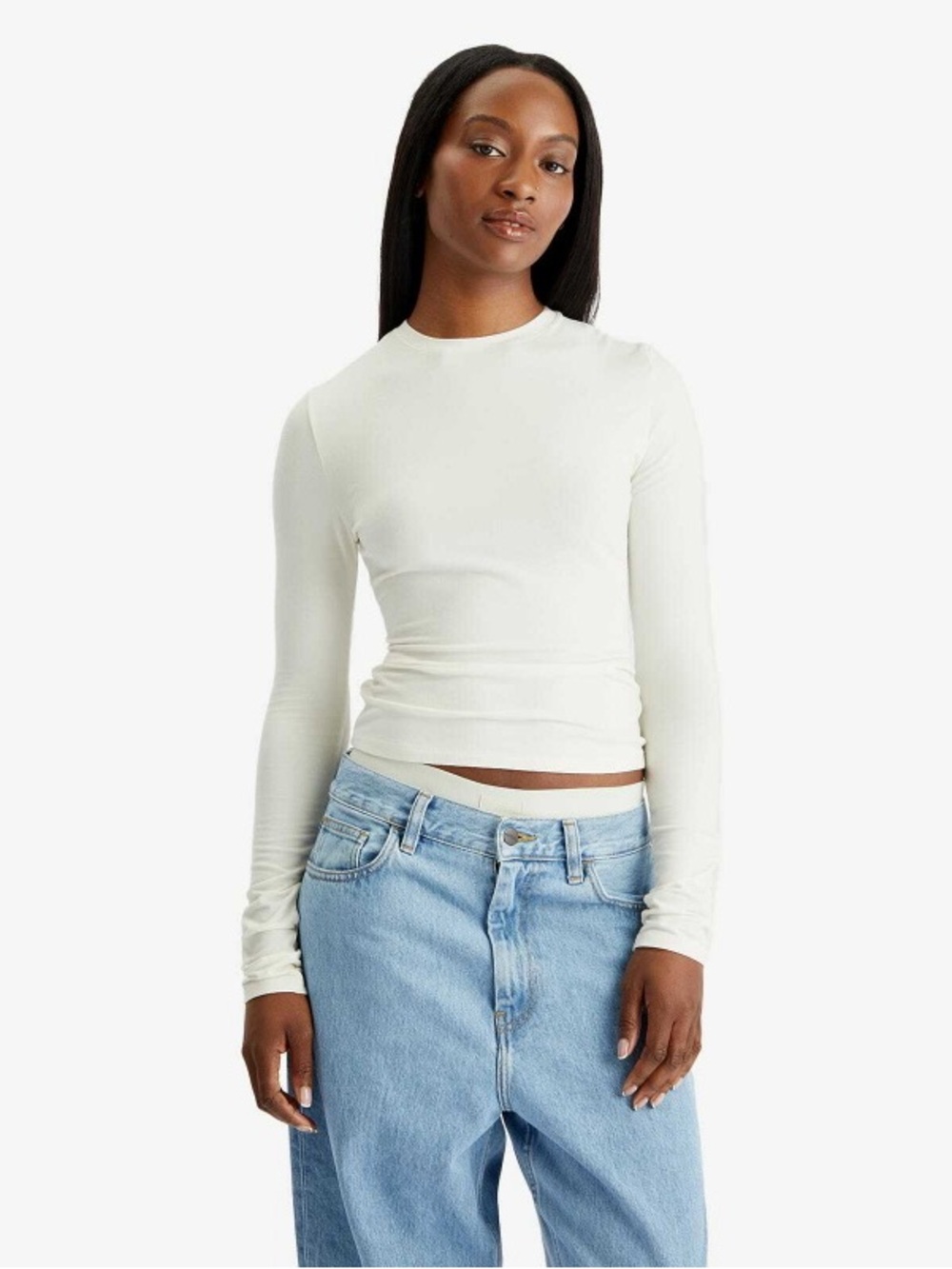 SKIMS Women's Cotton Jersey Long Sleeve T-Shirt in Marble size S